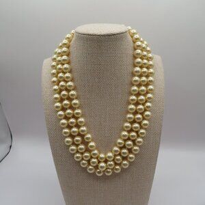 Hobe Vintage Faux Pearl Cream Color Gold Tone Clasp